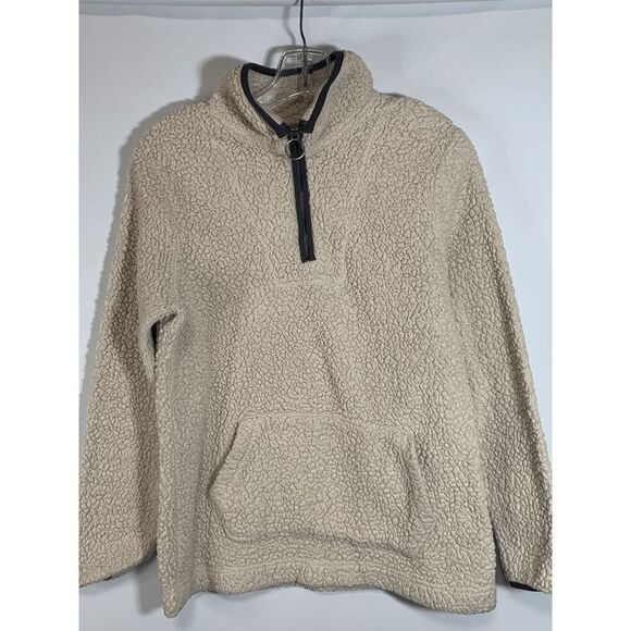 Te Verde Women's Fleece Pullover Jacket Quarter Zip Mock Neck Brown Small - Picture 1 of 6